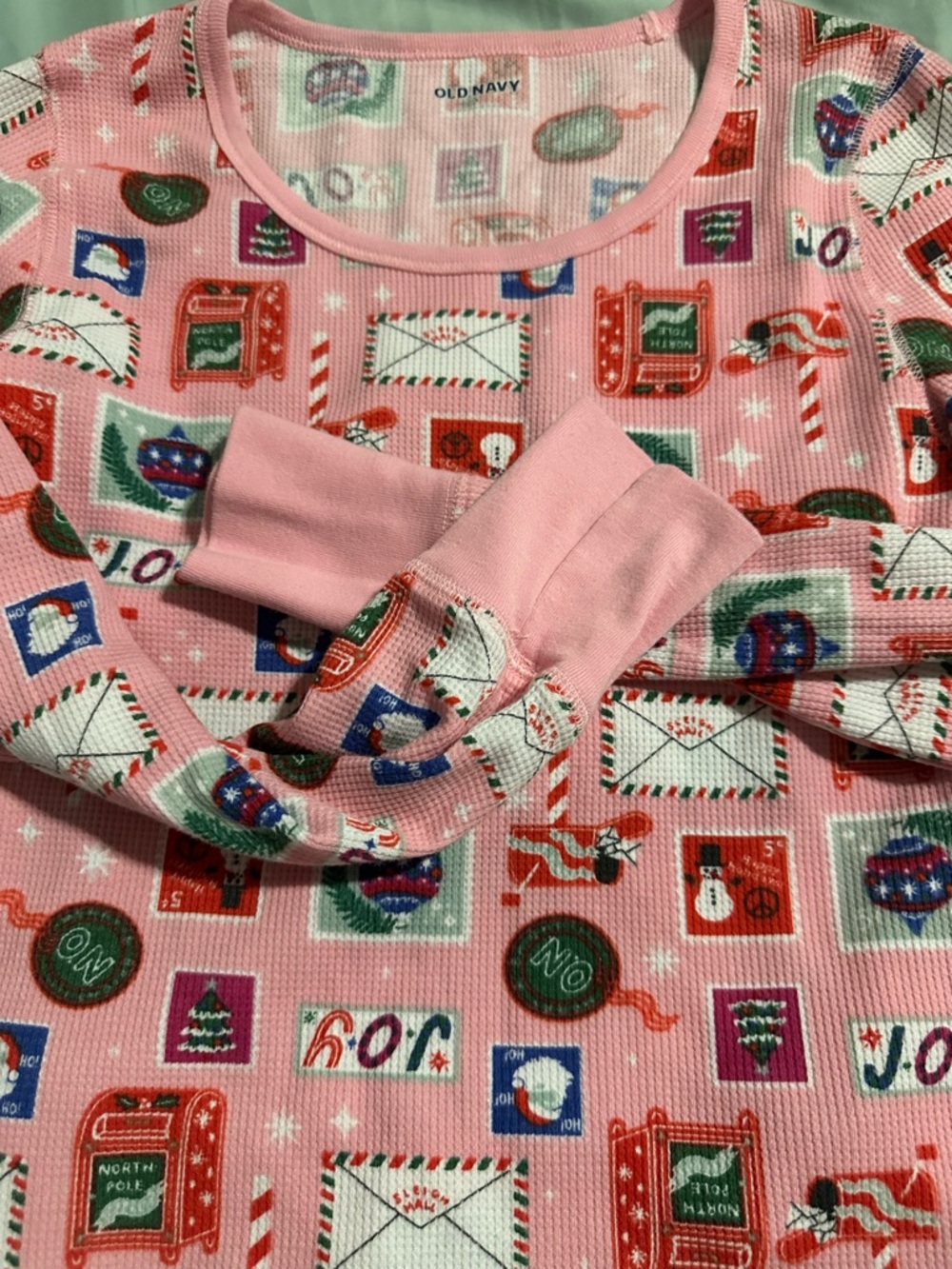 Pink Holiday Print Long Sleeve Top - Picture 5 of 6